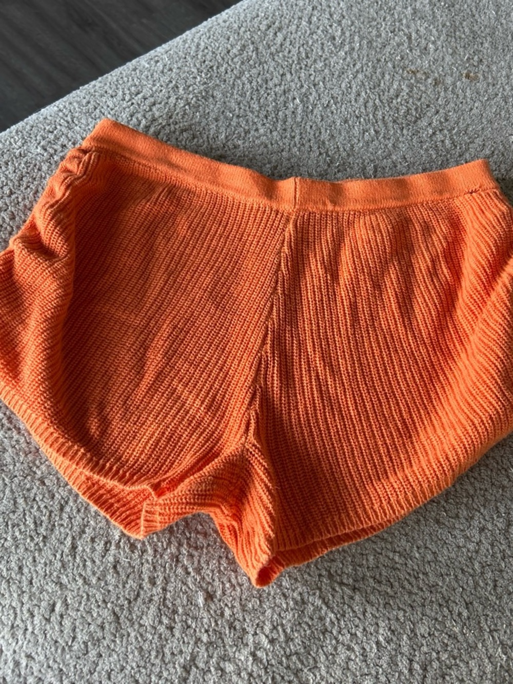Women's Orange Knit Lounge Shorts